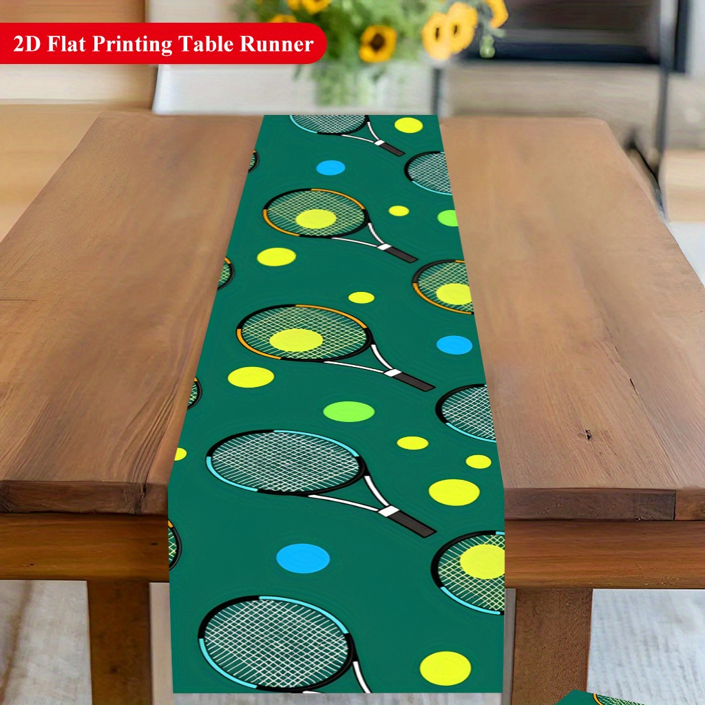 테니스 공과 라켓 패턴 테이블 러너 다이닝 커피 테이블 - Table Tennis Live 리뷰 및 가격