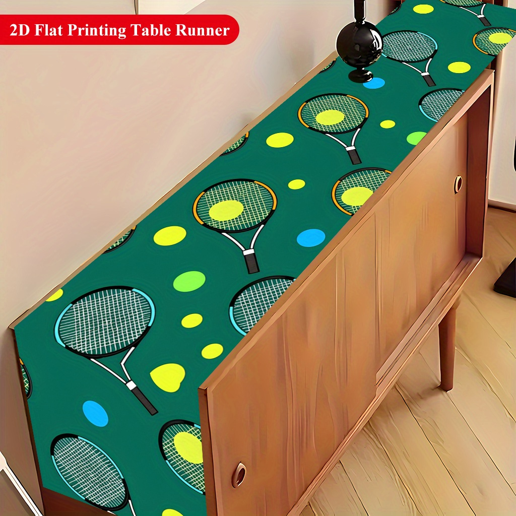 테니스 공과 라켓 패턴 테이블 러너 다이닝 커피 테이블 - Table Tennis Live 리뷰 및 가격